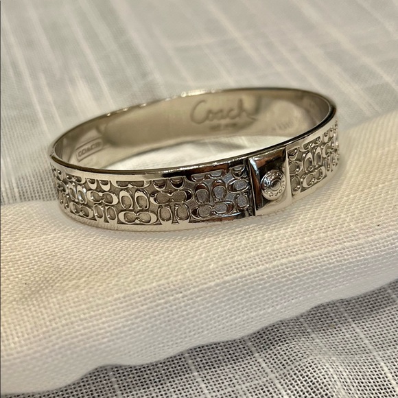 Coach Logo Silver Tone Bangle - Picture 1 of 1